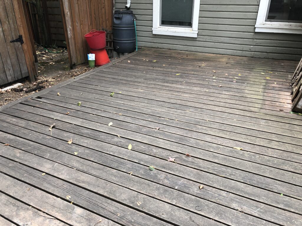 Old rotting deck backyard wood deck