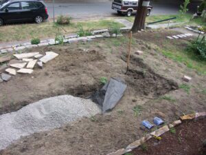 Grass Removal and gravel for a walkway